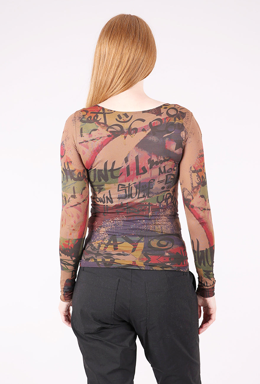 AMB Designs Raw Edge Second Skin Top, My Way/Cocoa Brown 