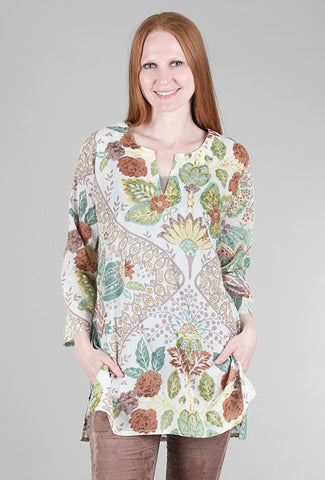 Dolma Divya Botanic Print Tunic, Brown Multi 