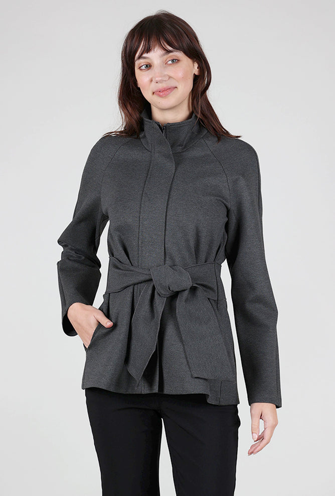 Ace & Ivy Wrap Belt Ponte Jacket, Charcoal 