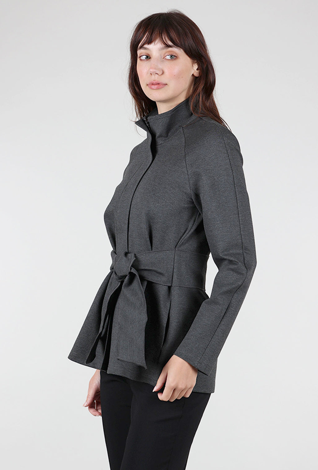 Ace & Ivy Wrap Belt Ponte Jacket, Charcoal 