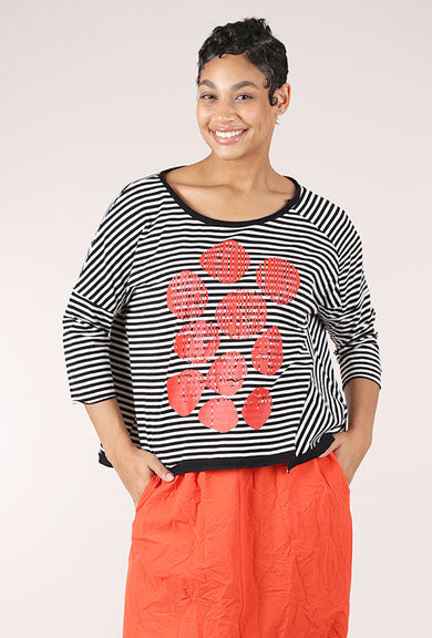 Luukaa Black Stripe Graphic Tee, Black/Orange 
