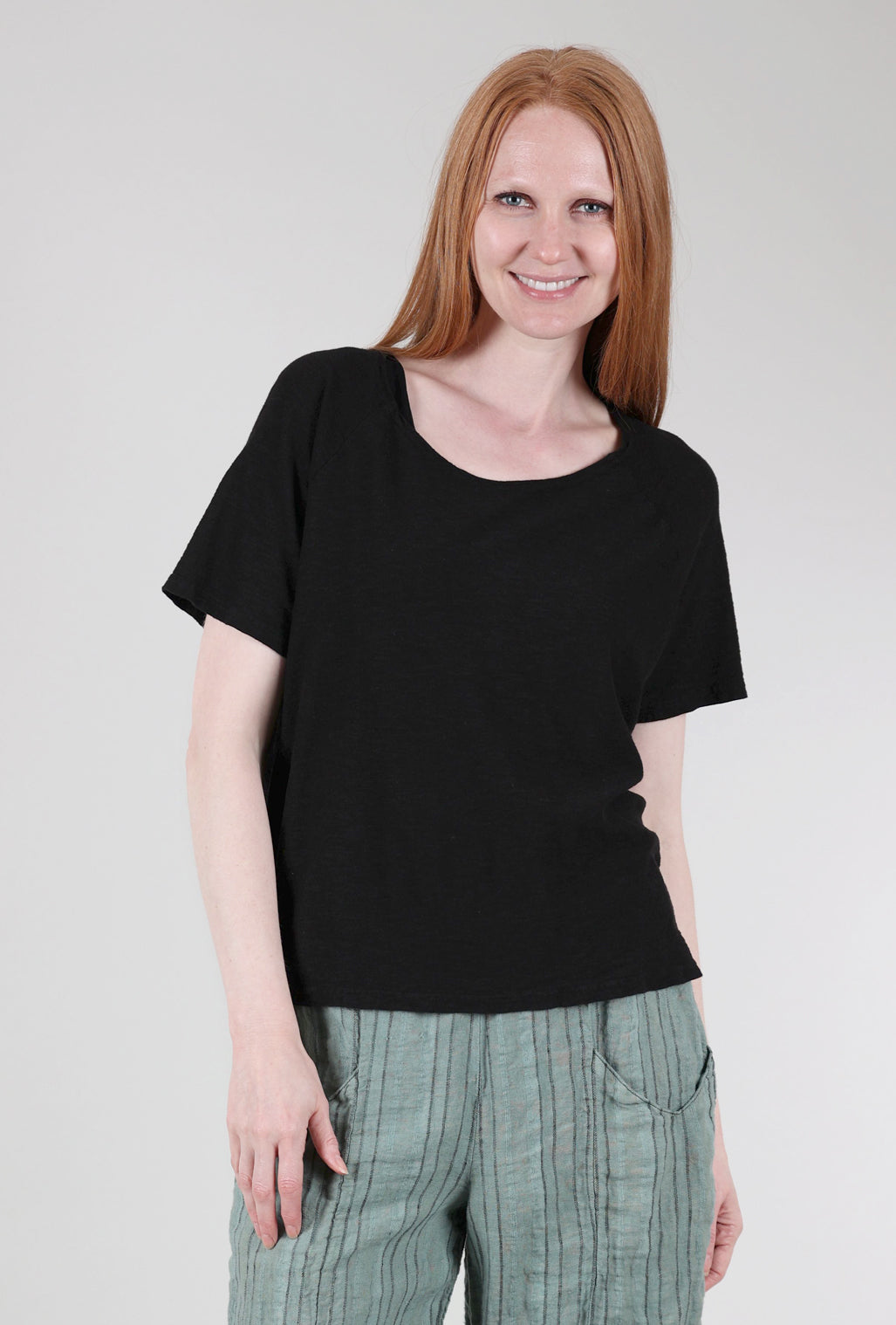 Cut Loose Cap Sleeve Raglan Tee, Black 