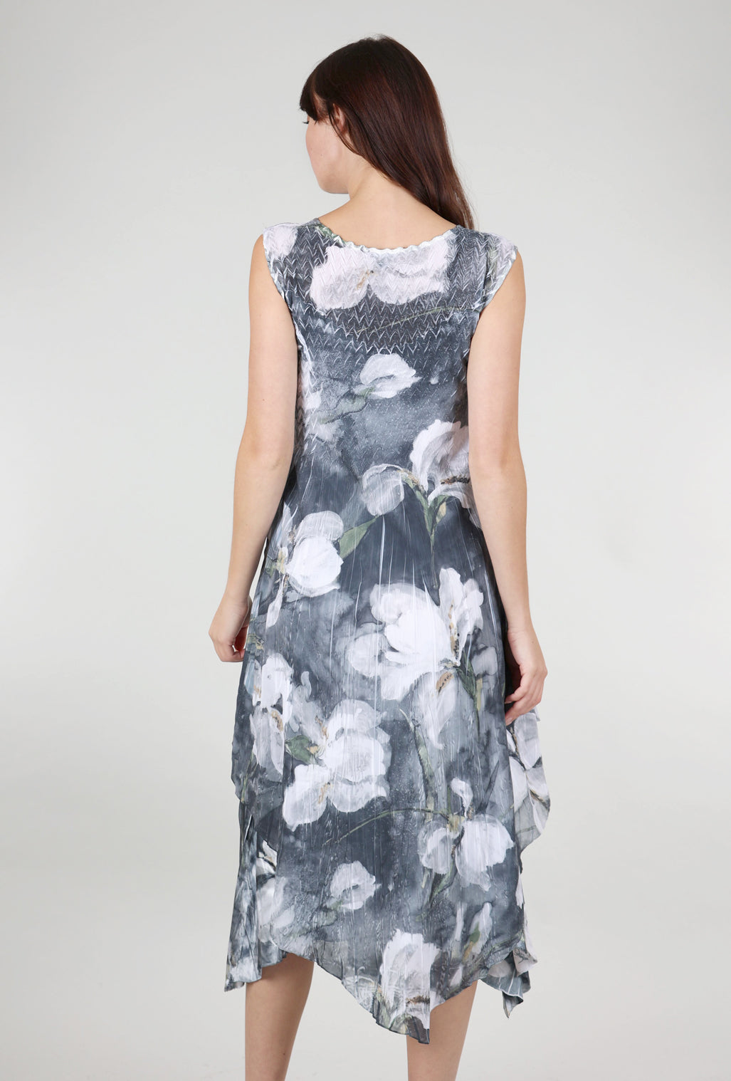 Komarov Midnight Magnolia Layered Hem Dress, Gray 