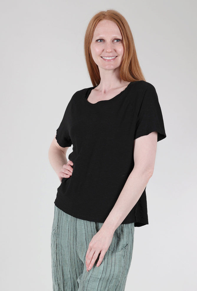 Cut Loose Cap Sleeve Raglan Tee, Black 