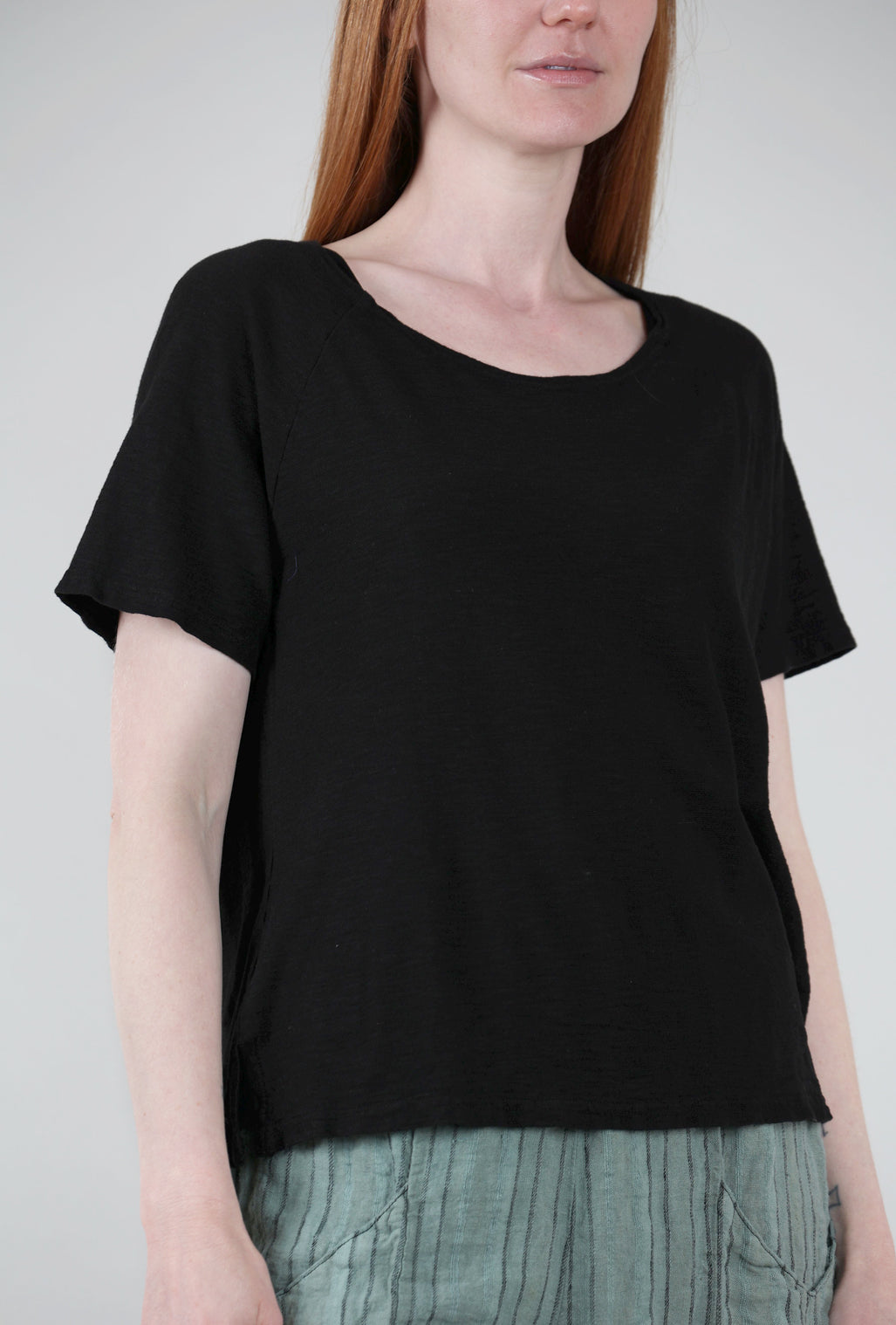 Cut Loose Cap Sleeve Raglan Tee, Black 