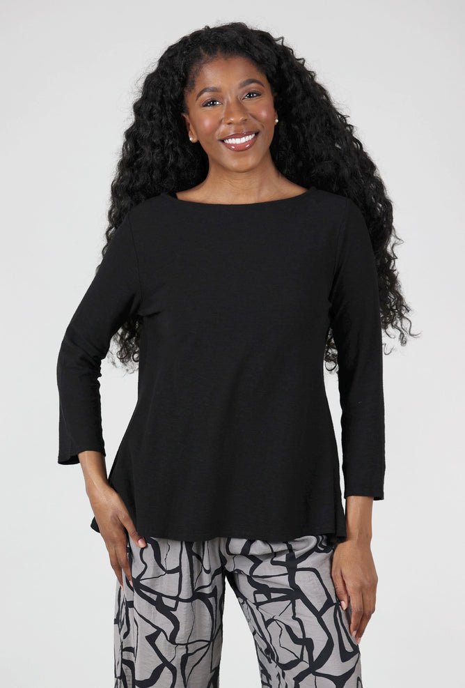 Cut Loose A-Line 3/4 Boatneck Tee, Black 