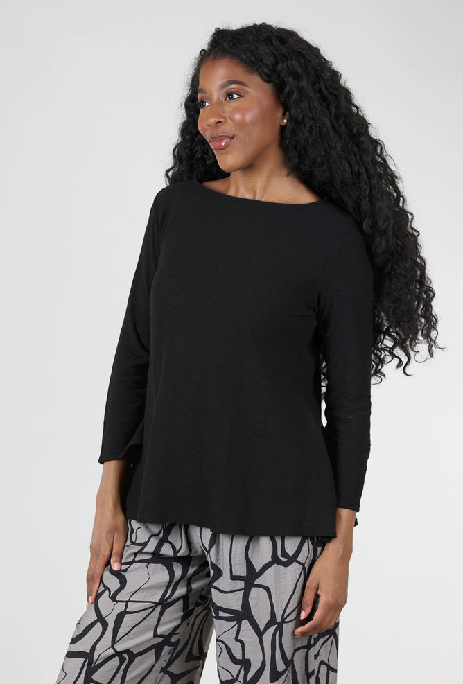 Cut Loose A-Line 3/4 Boatneck Tee, Black 