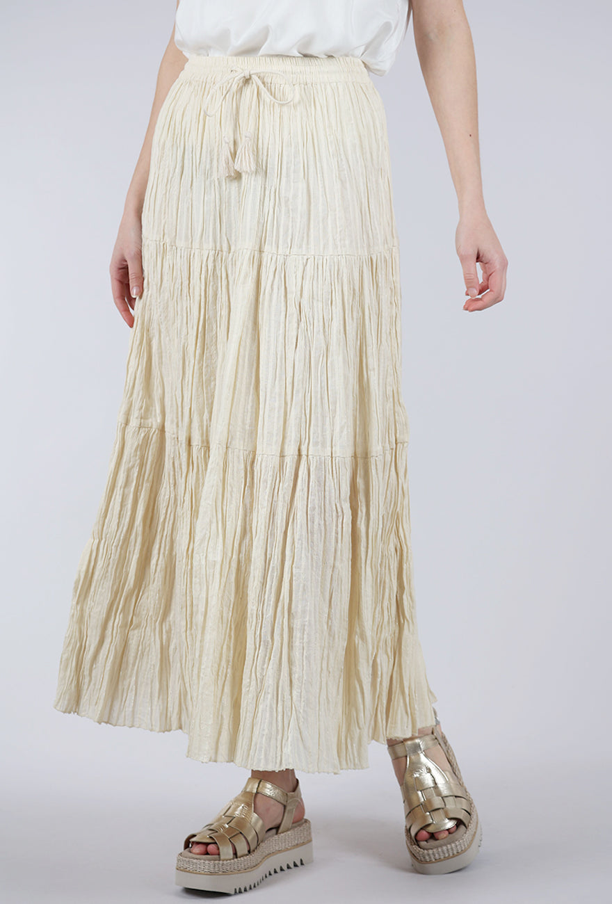 Sita Murt Crinkle Glitter Skirt, Cream 