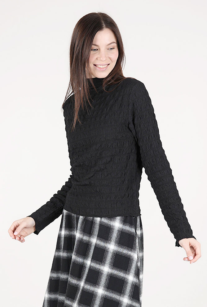Grade & Gather Texture Mockneck Top, Black 