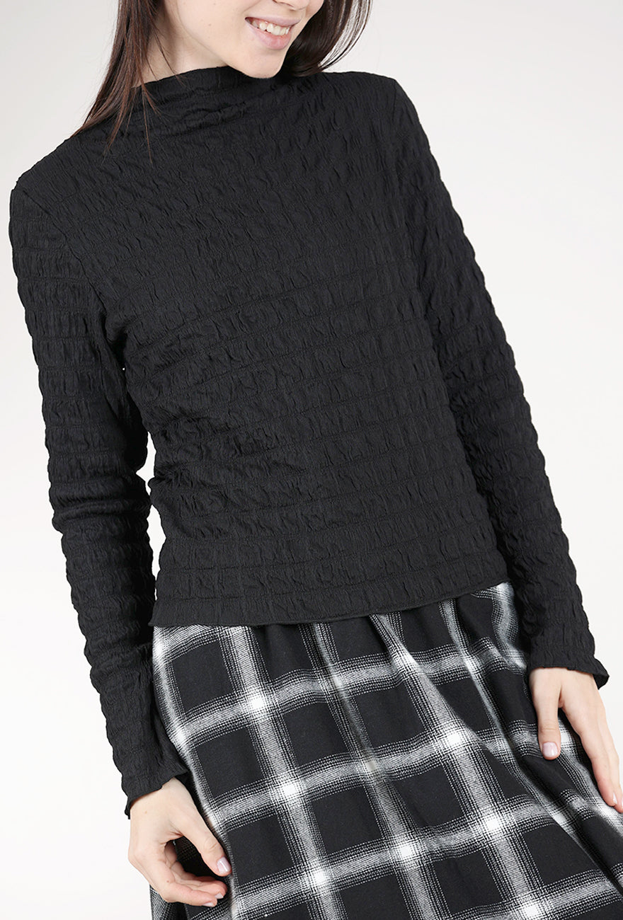 Grade & Gather Texture Mockneck Top, Black 