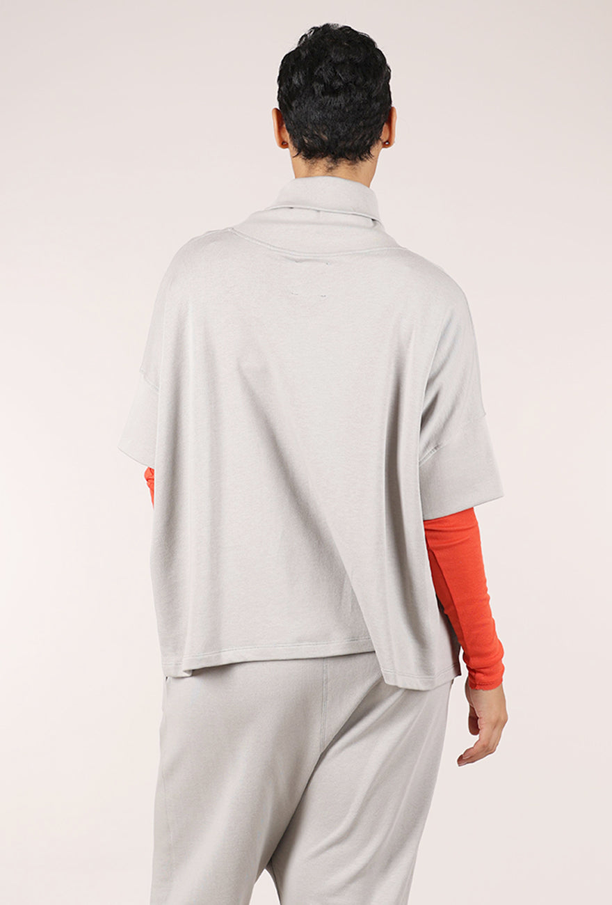 Sort Aarhus Drape Neck High Low Sweatshirt, Perla 