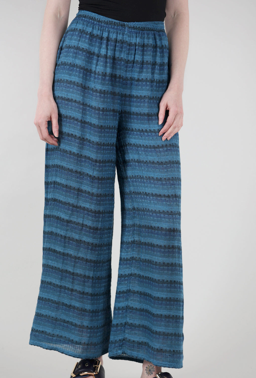 Eterea Linen Palazzo Pant, Turquoise 