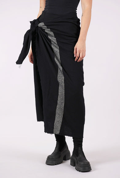 Rundholz Tie Side Wool Skirt, Black 