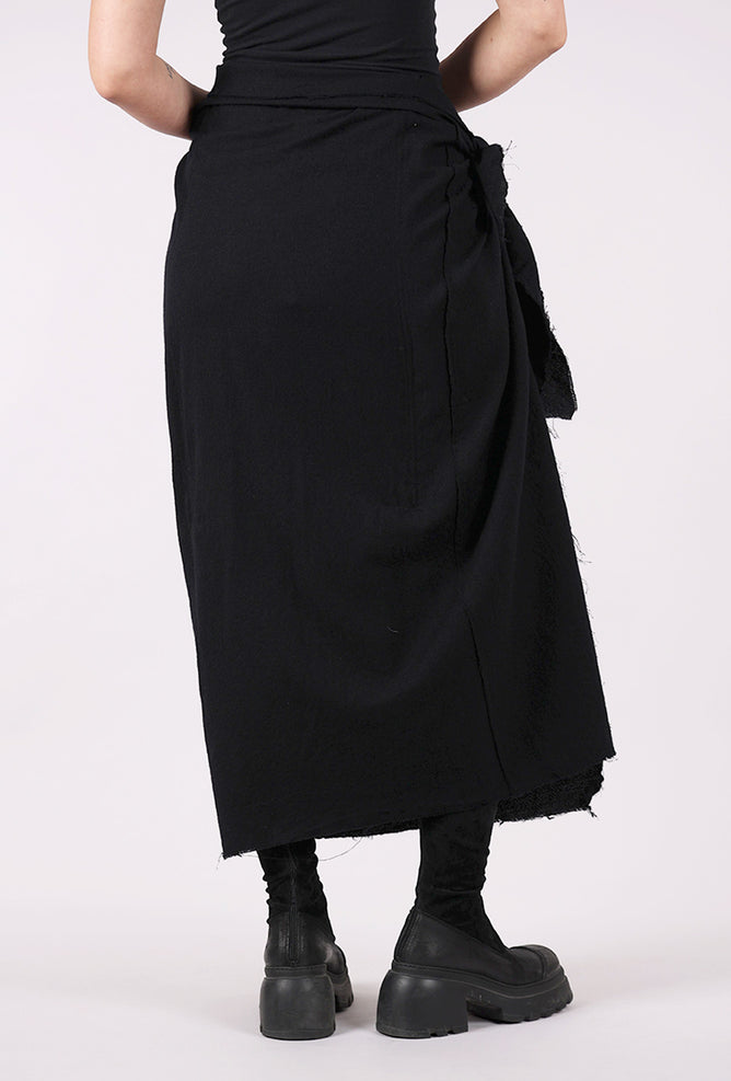 Rundholz Tie Side Wool Skirt, Black 