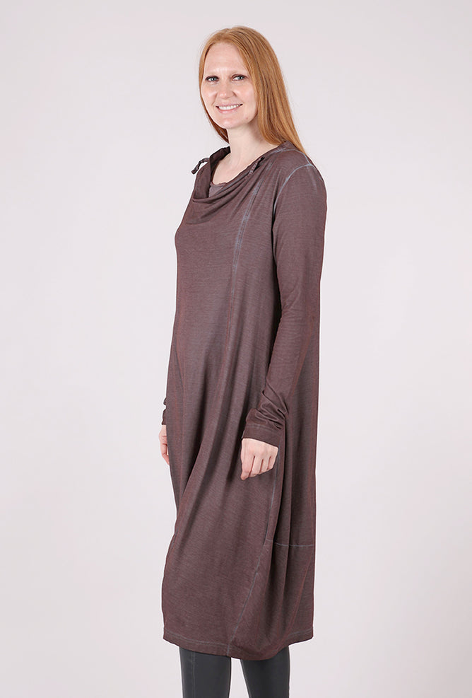 Rundholz Drape Neck Knit Lantern Dress, Flamingo Cloud 