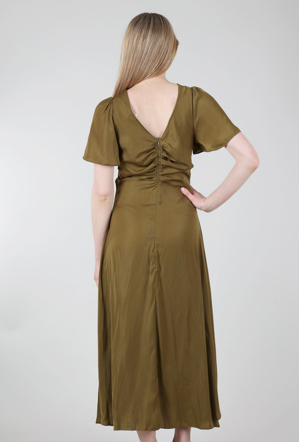 Grade & Gather Shirred Waist Maxi Dress, Moss 