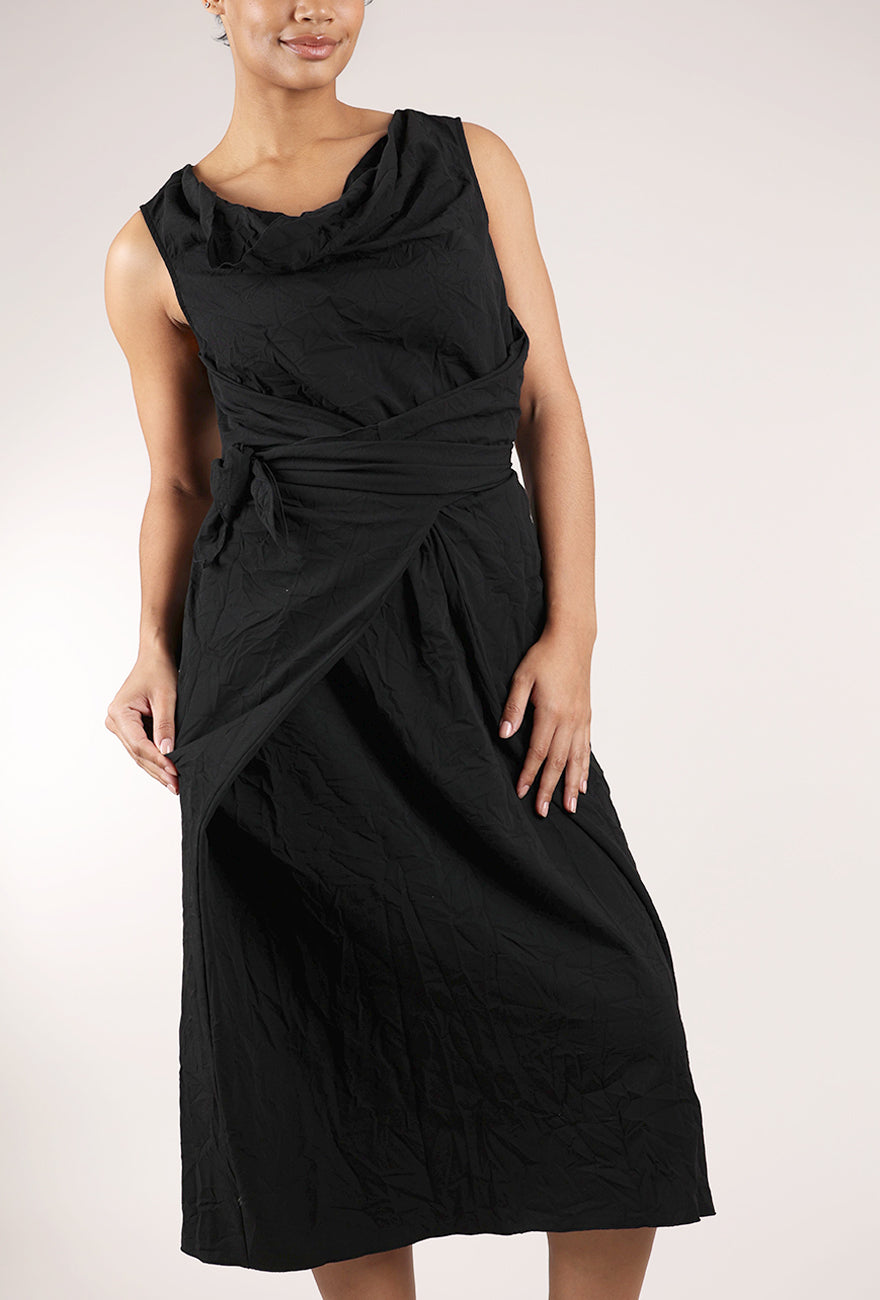 Sort Aarhus Mona Tie Dress, Black 