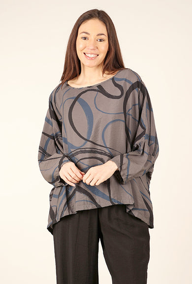 Cut Loose Parachute Swirl Crop Top, Anthracite 