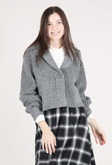 Grade & Gather Shawl Collar Short Cardie, Gray 