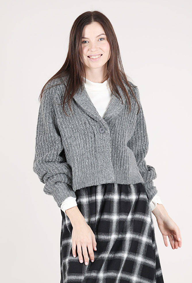 Shawl Collar Short Cardie, Gray