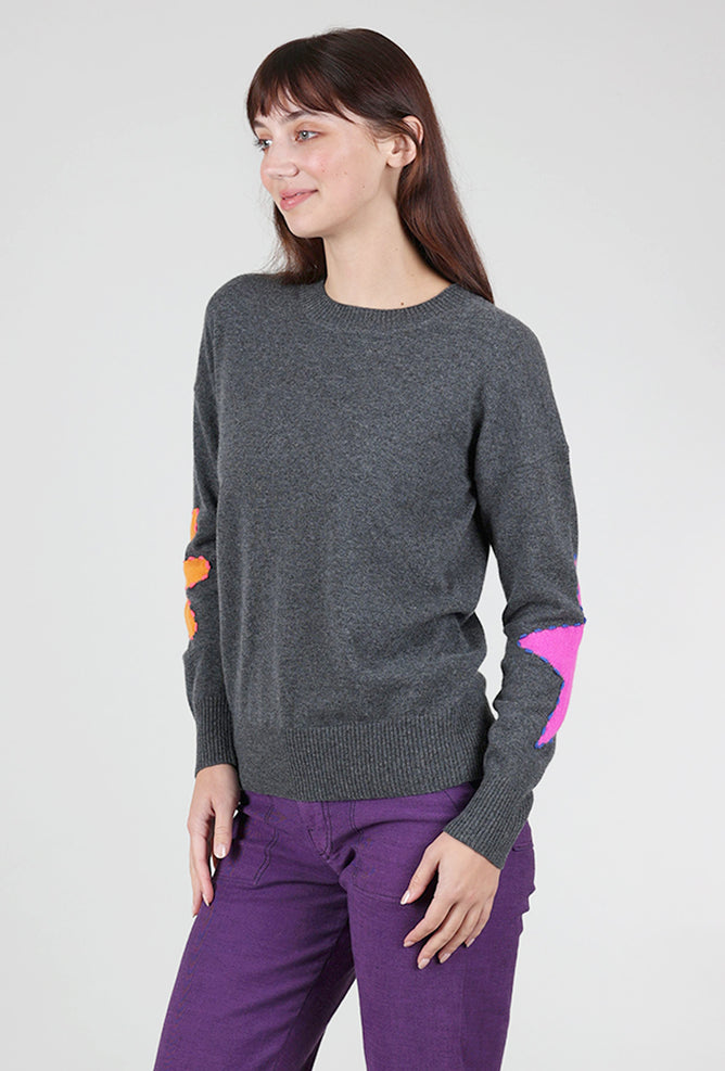 Cocoa Cashmere Rue Patches Cashmere Sweater, Ash Gray 