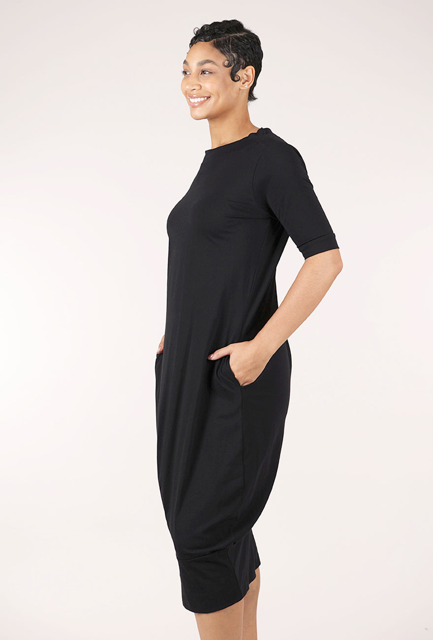 Sort Aarhus Jersey Banded Dress, Black 