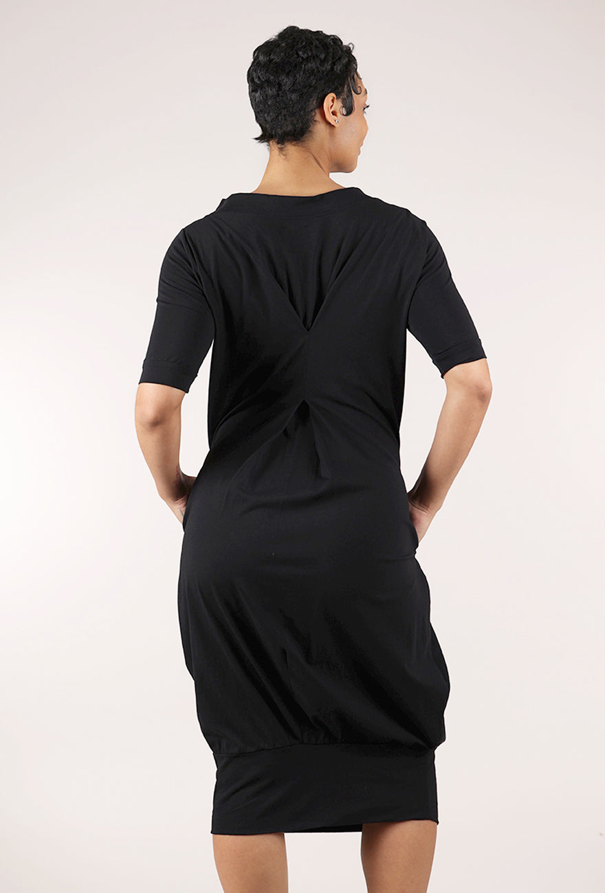 Sort Aarhus Jersey Banded Dress, Black 