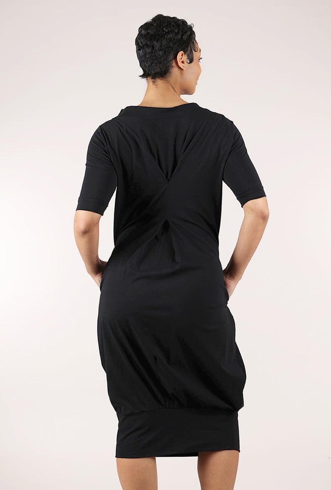 Sort Aarhus Jersey Banded Dress, Black 