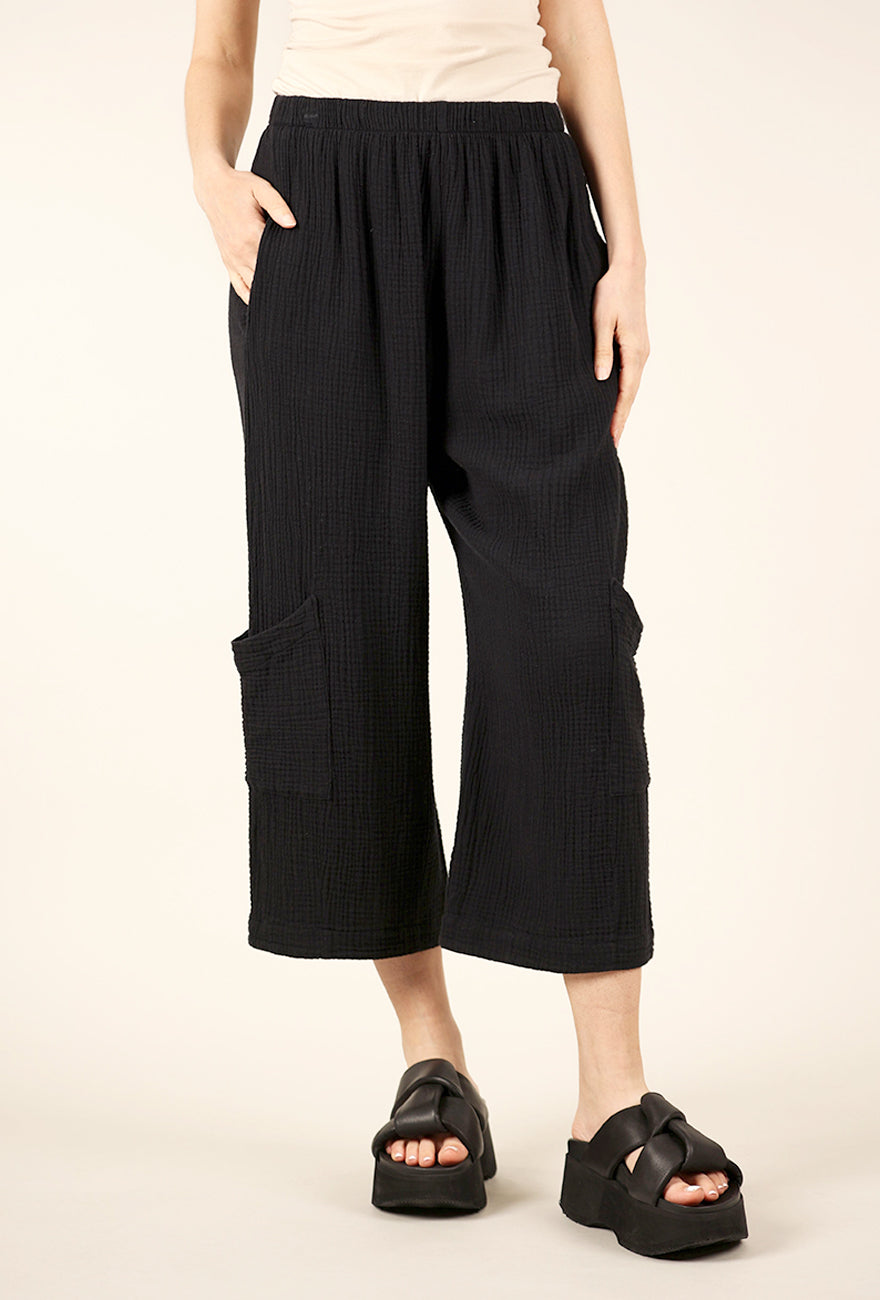 Bryn Walker Casbah Cotton Gauze Pant, Black 