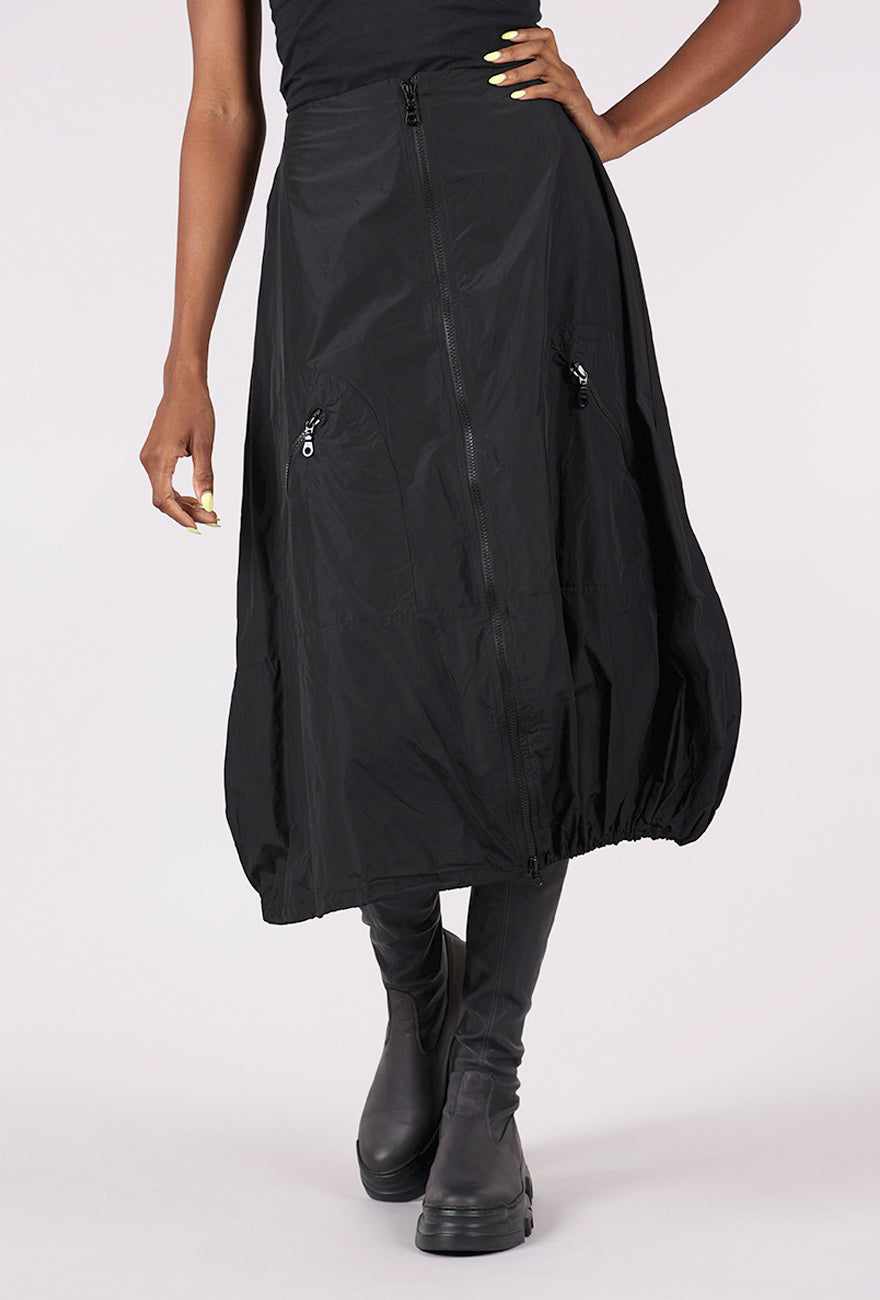 Kozan Astrid Zip Skirt, Preto Black 
