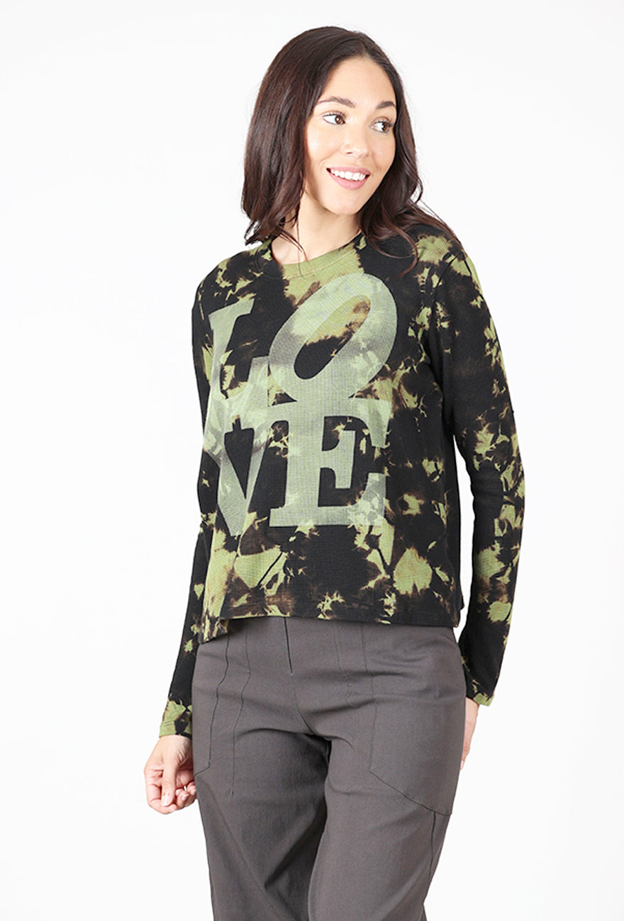 Thermal Crop Love Tee, Black/Green