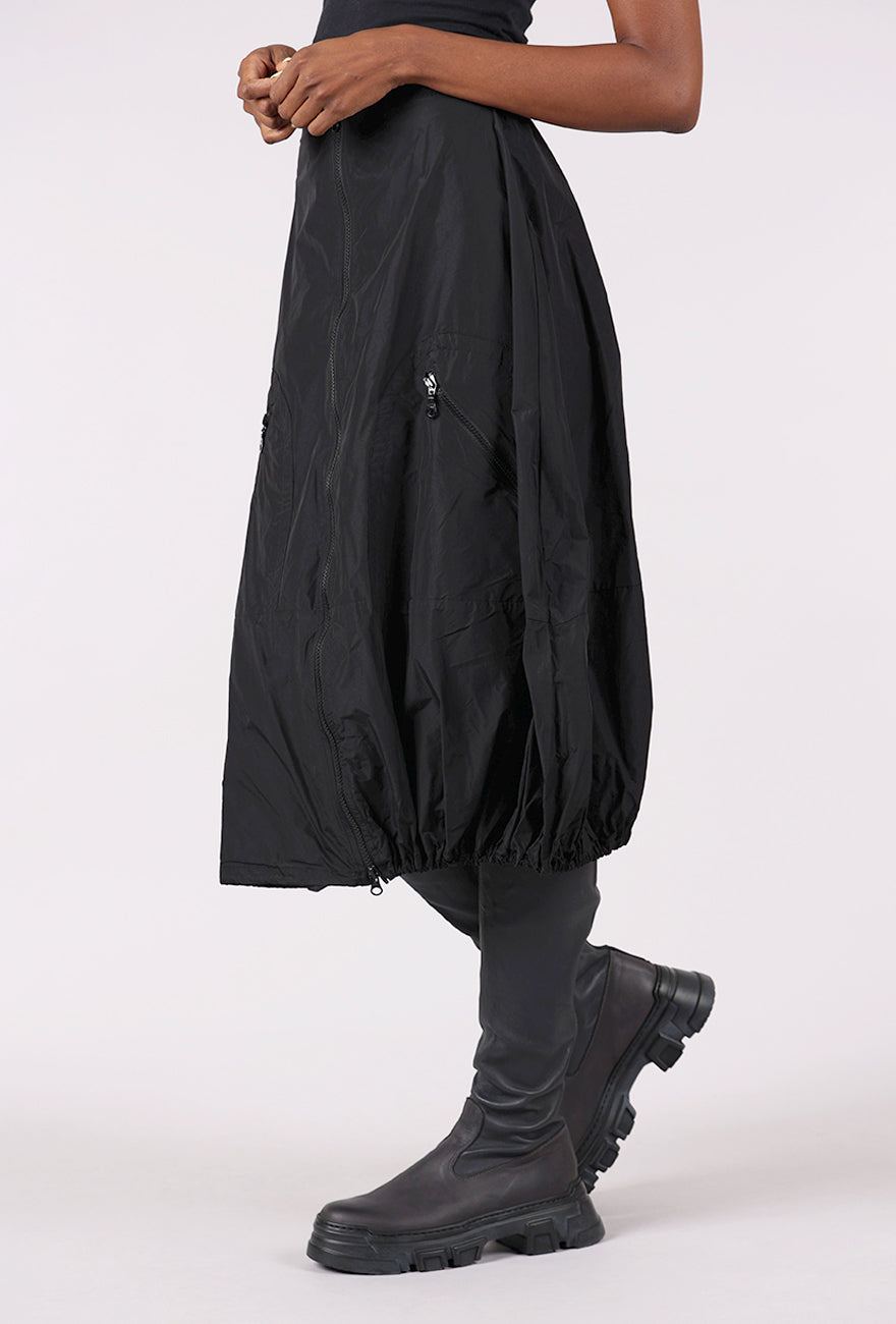 Kozan Astrid Zip Skirt, Preto Black 