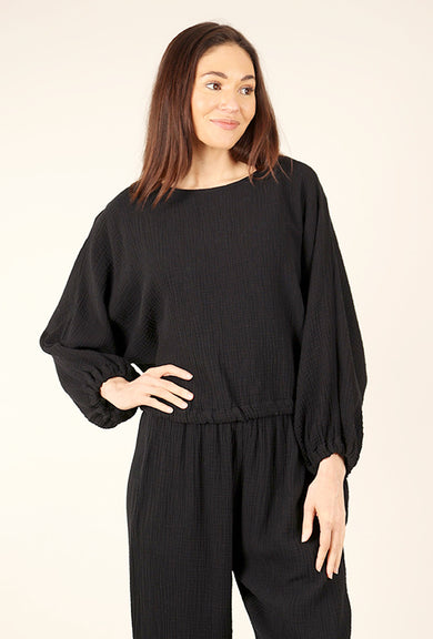 Bryn Walker Cotton Gauze Gianna Shirt, Black 