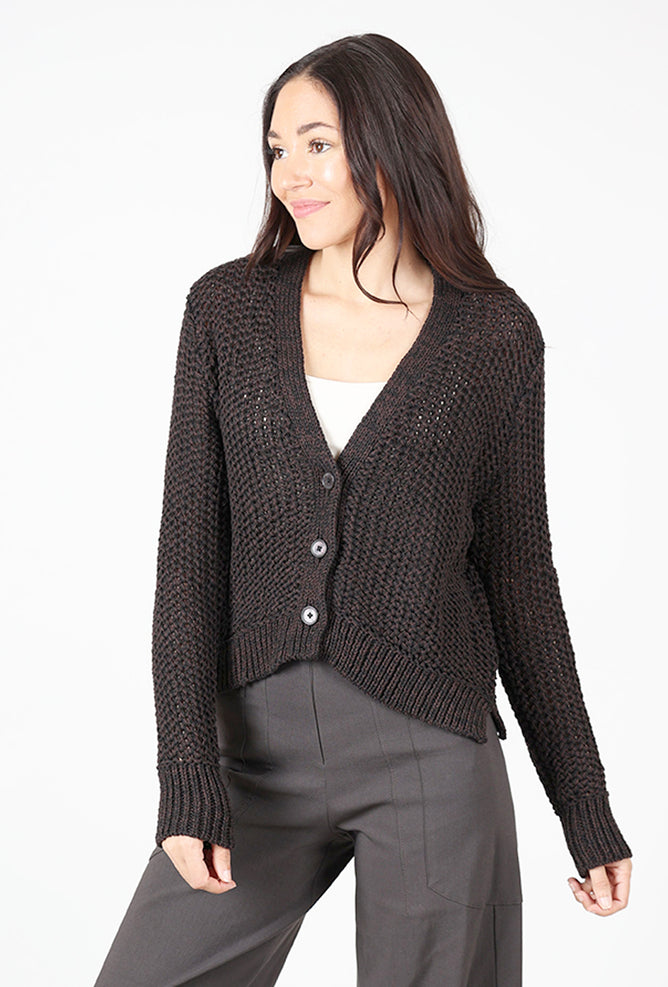 Wooden Ships Aliana Button V Cardie, Black/Chocolate 