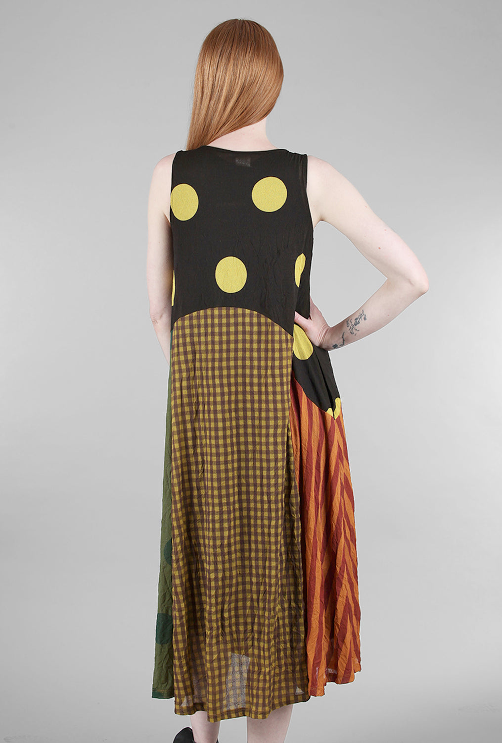Alembika Stripes & Dots Crinkle Tank Dress, Rust Mix 