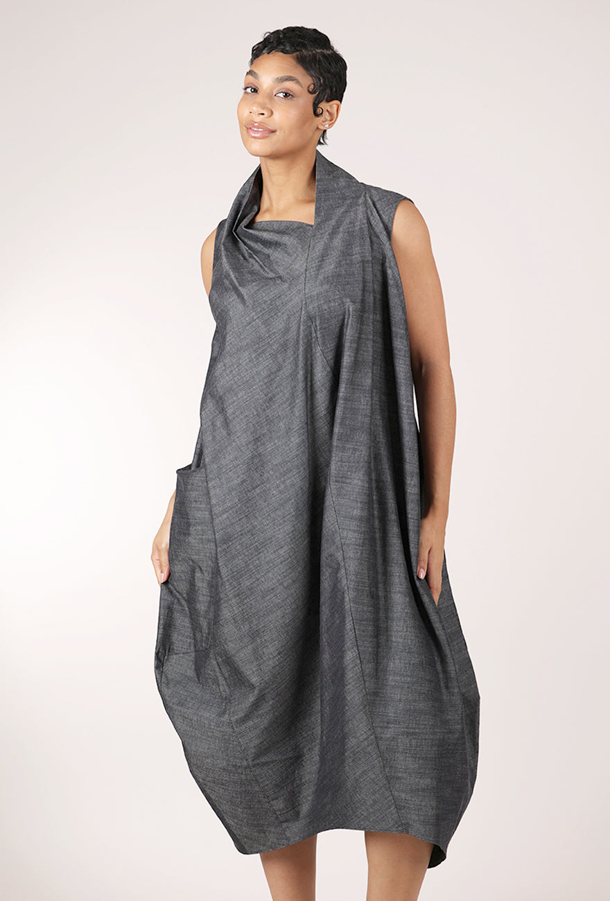 Sort Aarhus Merete Denim Dress, Gray 