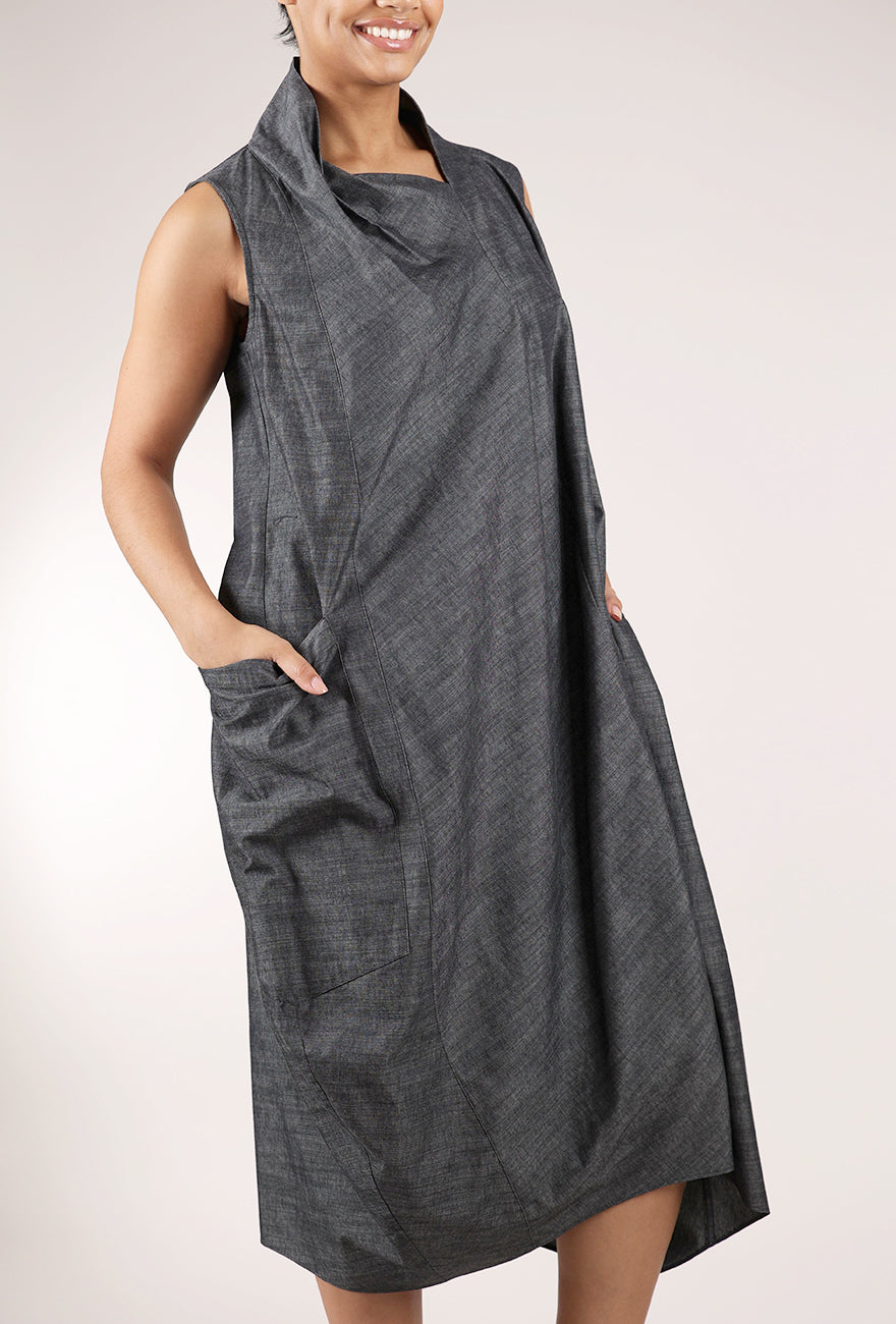 Sort Aarhus Merete Denim Dress, Gray 