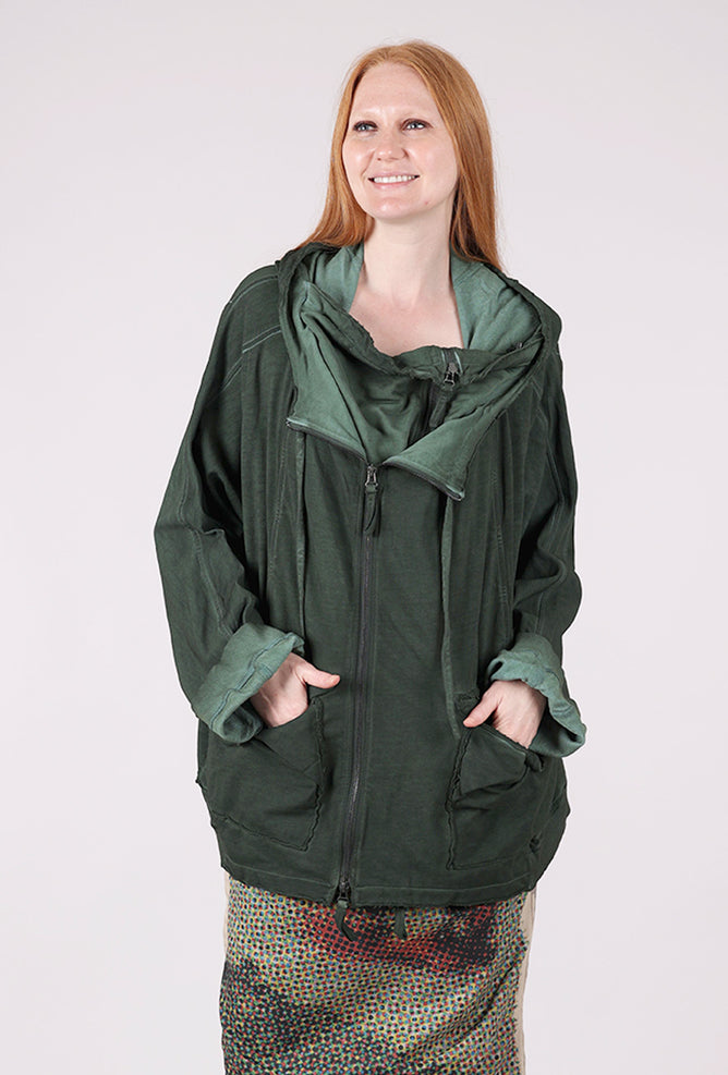 Rundholz Hand-Dyed French Terry Zip Jacket, Pine Cloud 