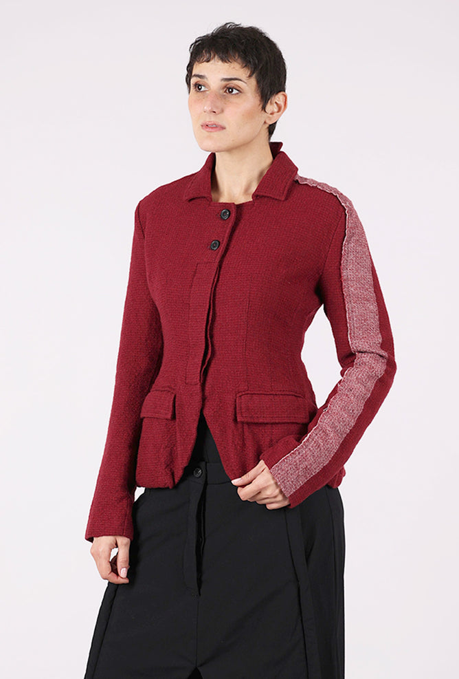 Rundholz Racing Stripe Wool Jacket, Merlot 