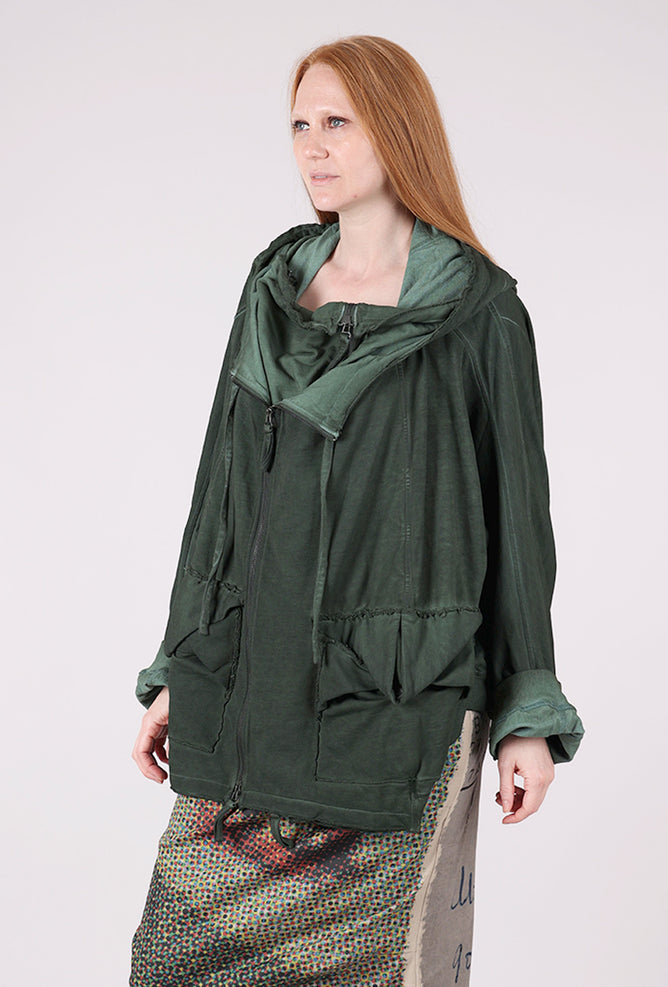 Rundholz Hand-Dyed French Terry Zip Jacket, Pine Cloud 