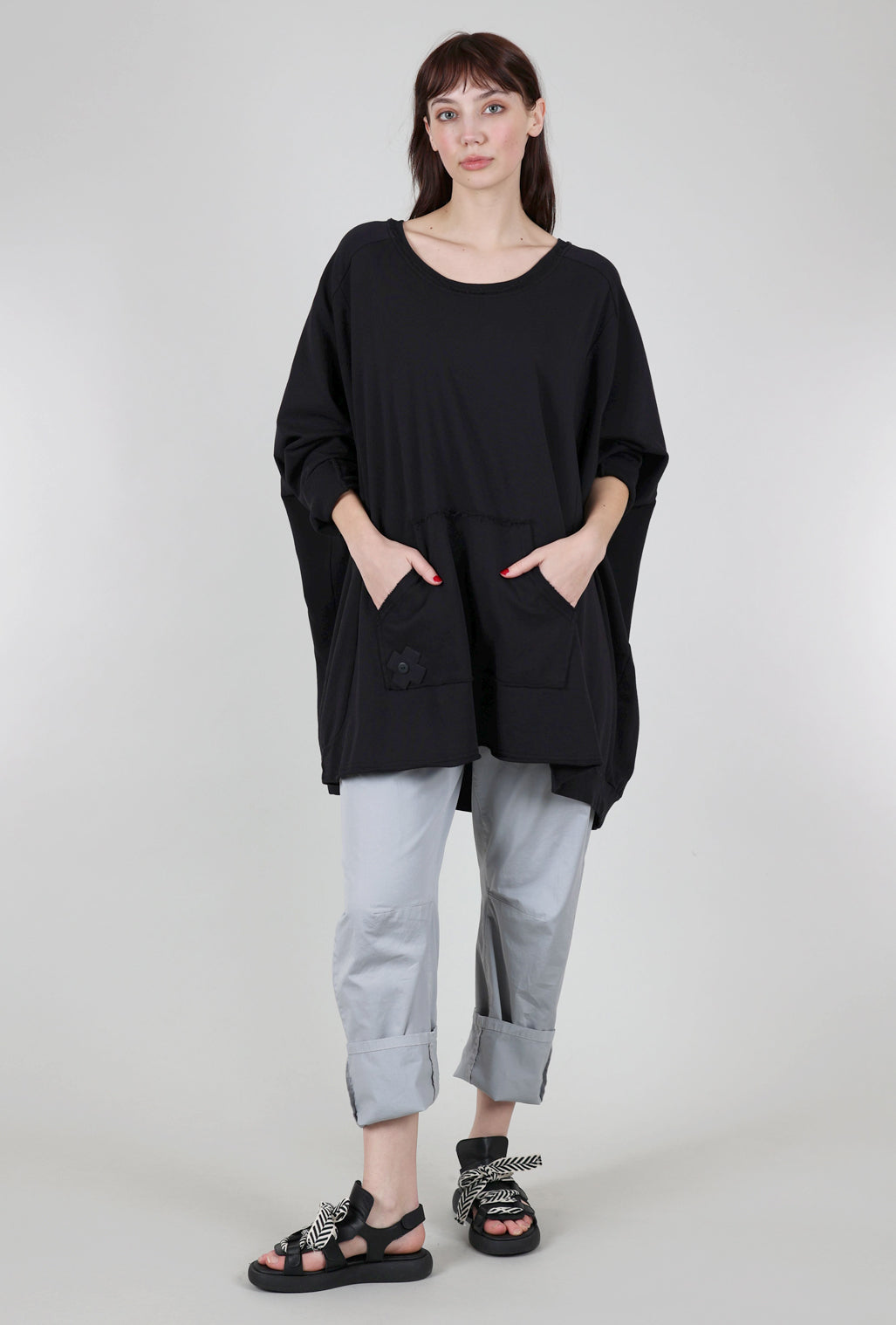 Pluslavie Wide Long Sweat, Black One Size Black