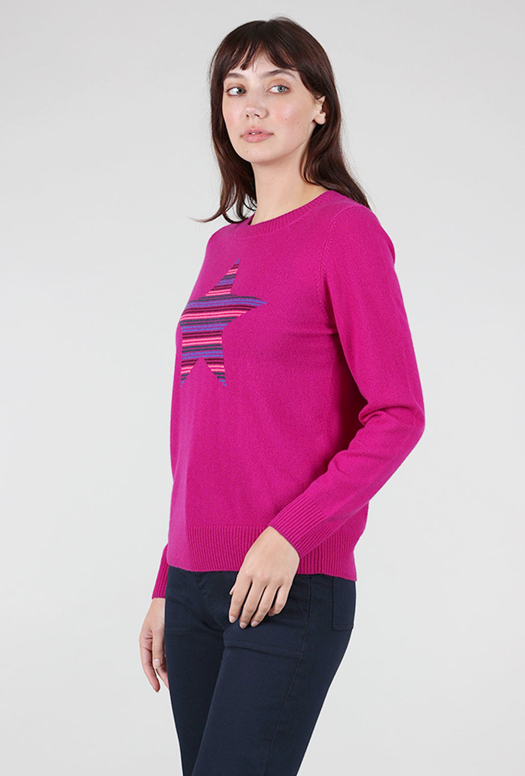 Cocoa Cashmere Cashmere Leilani Star Sweater, Grape 