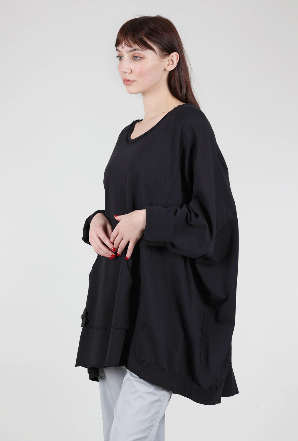 Pluslavie Wide Long Sweat, Black One Size Black