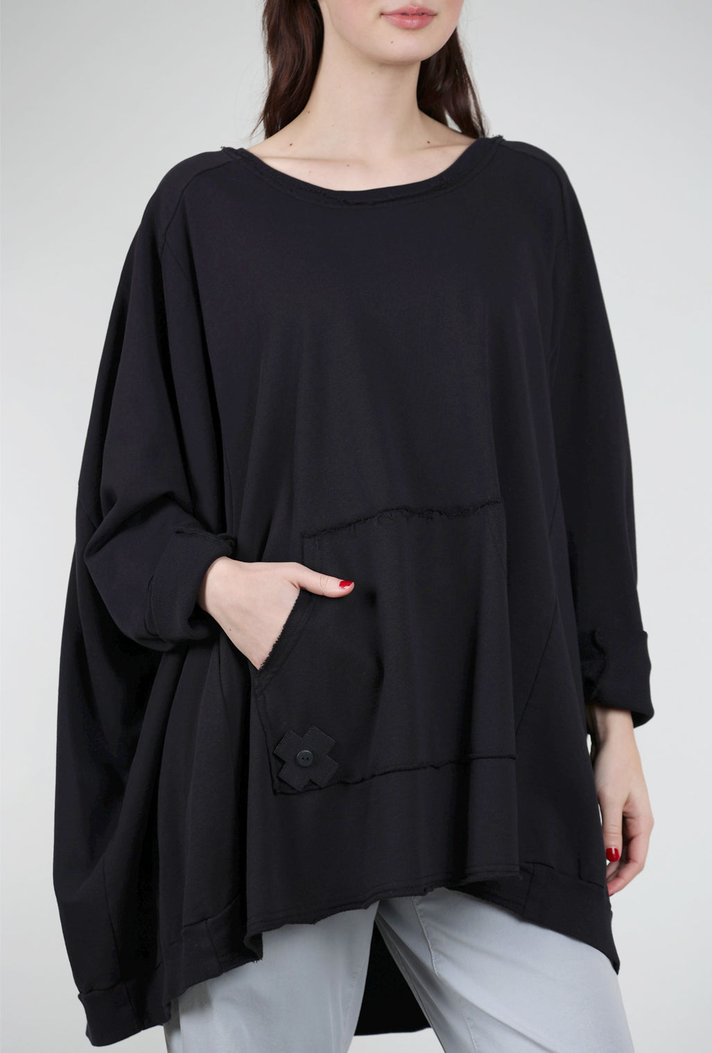 Pluslavie Wide Long Sweat, Black One Size Black