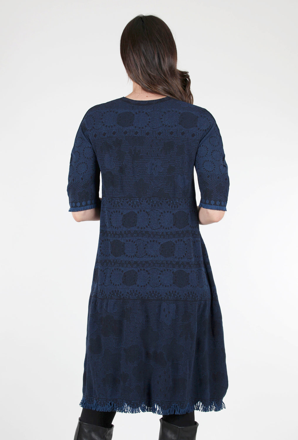 M & Kyoko Fringe Detail Prim Dress, Deep Blue 