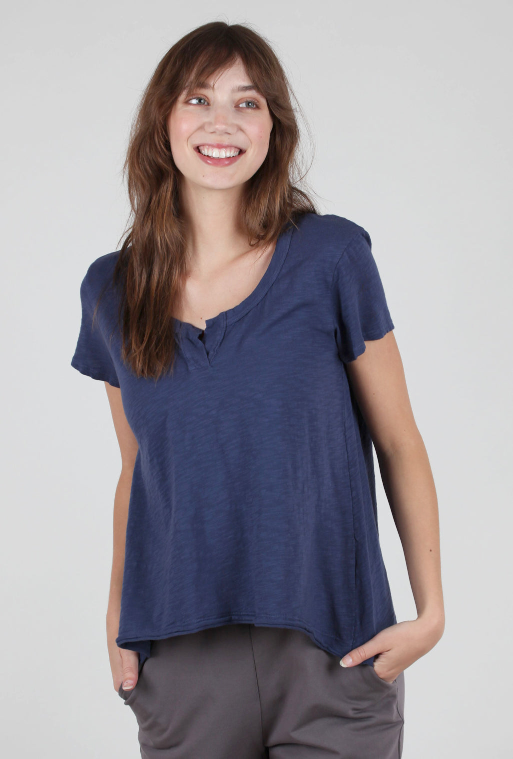 Wilt Shrunken Placket Tee, Midnight Navy 