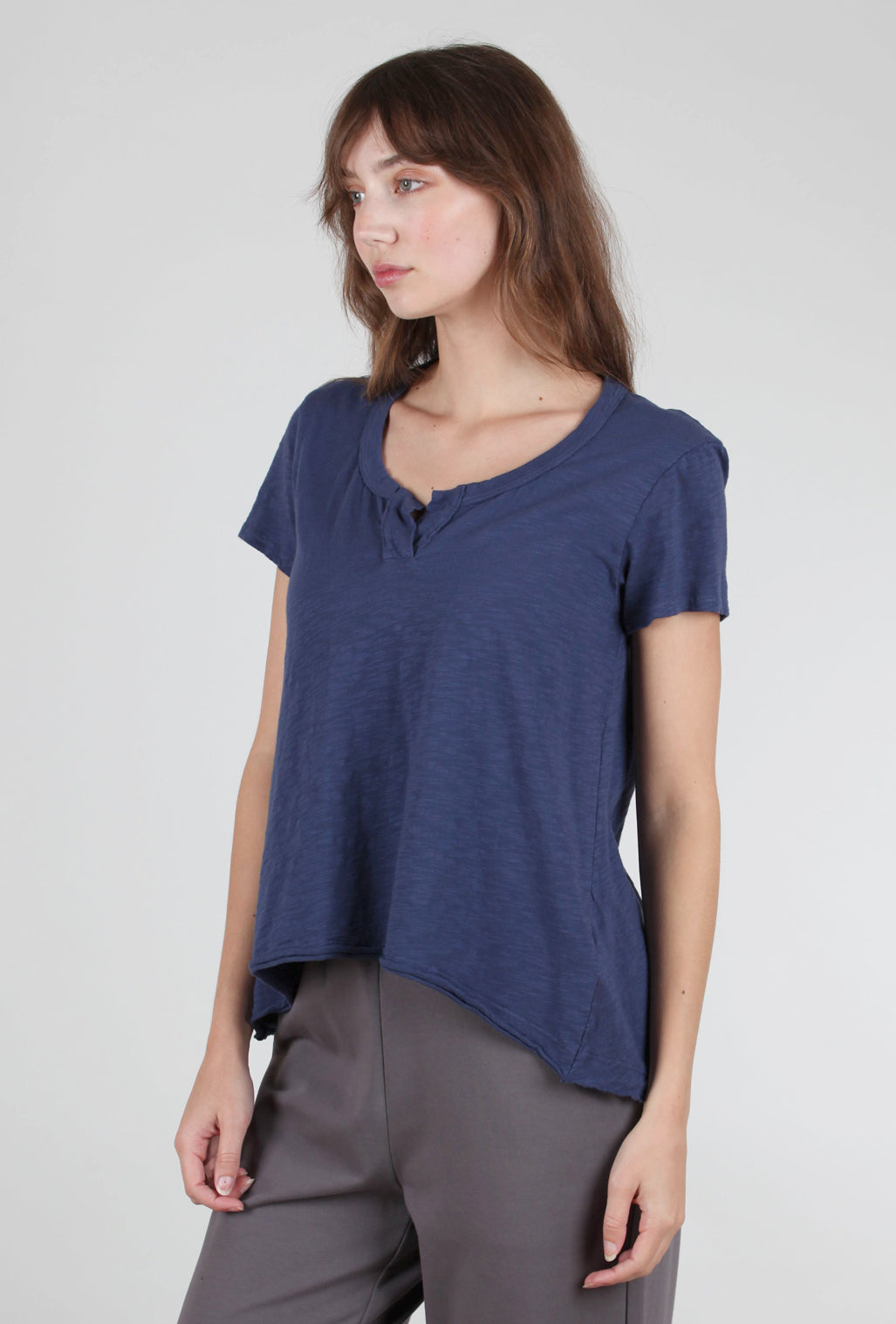 Wilt Shrunken Placket Tee, Midnight Navy 