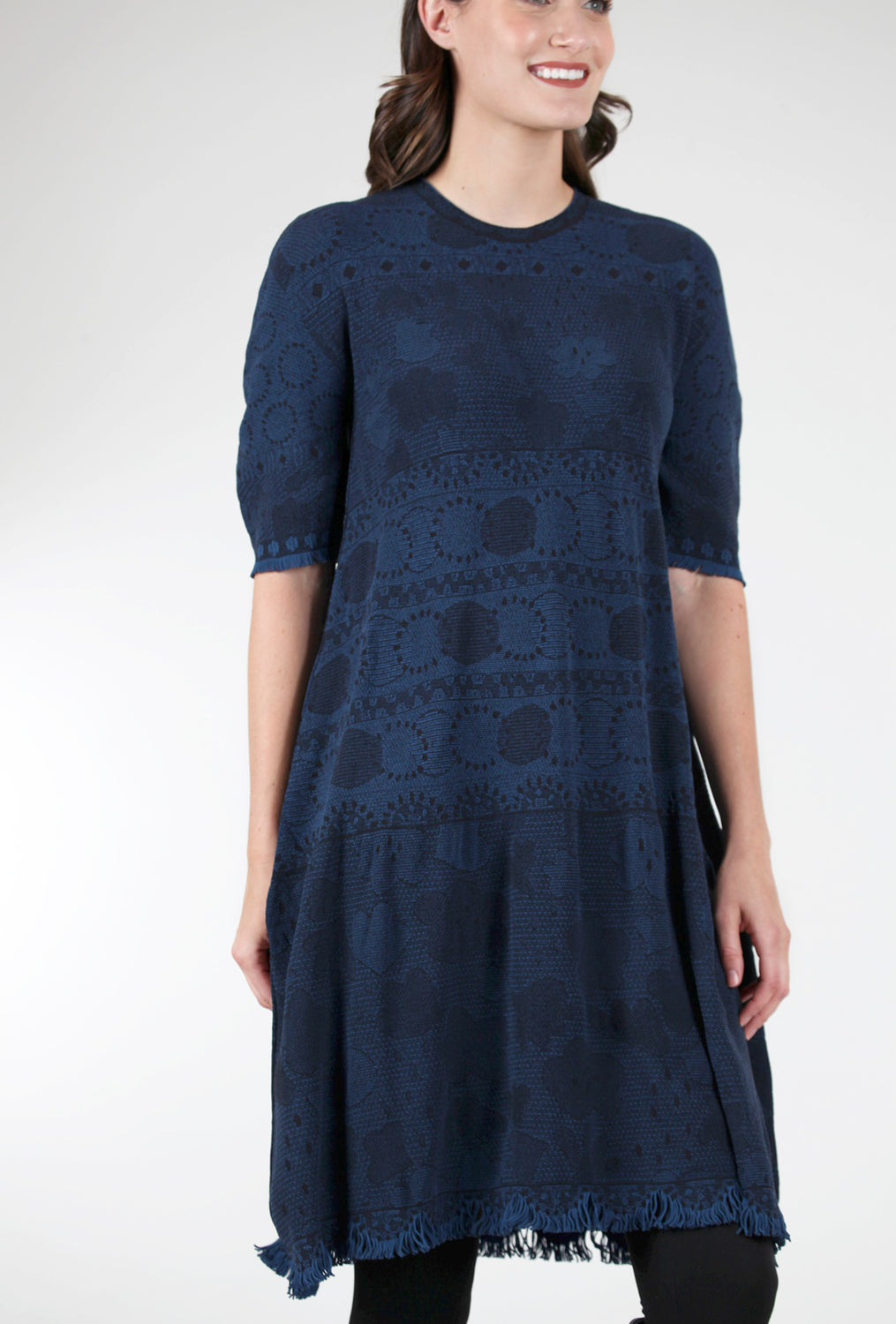 M & Kyoko Fringe Detail Prim Dress, Deep Blue 