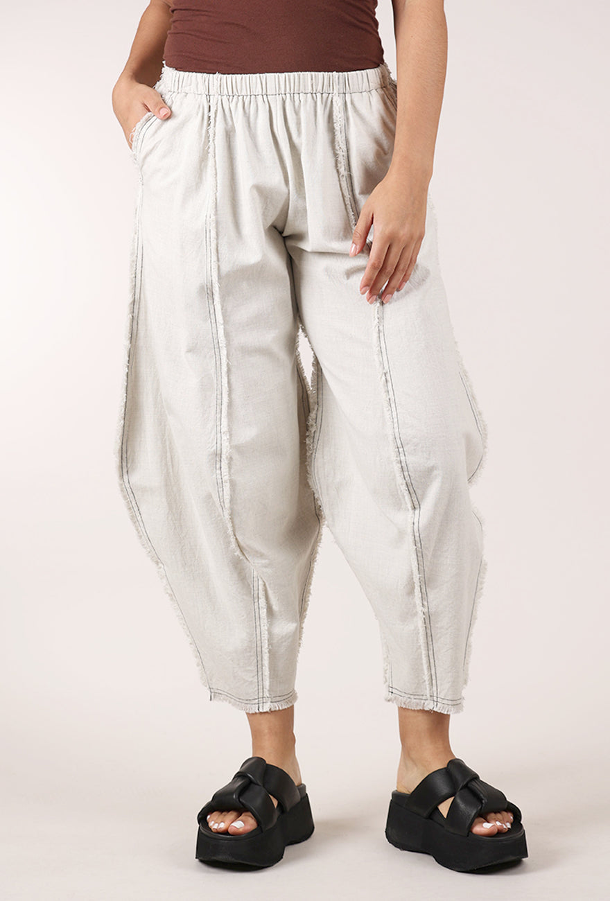M Square Seamed Linen Pant, Accent White 