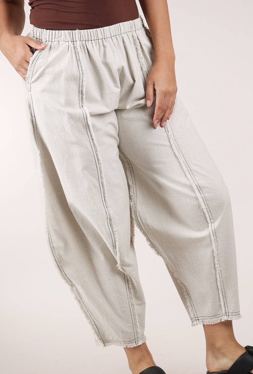 M Square Seamed Linen Pant, Accent White 